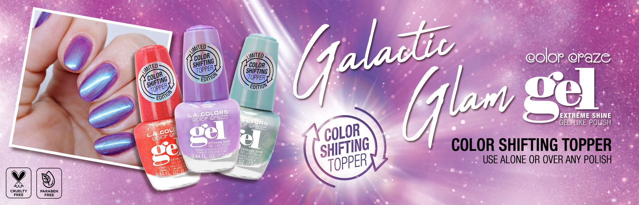 LAC galactic glam color shifting gel web desktop banner promo