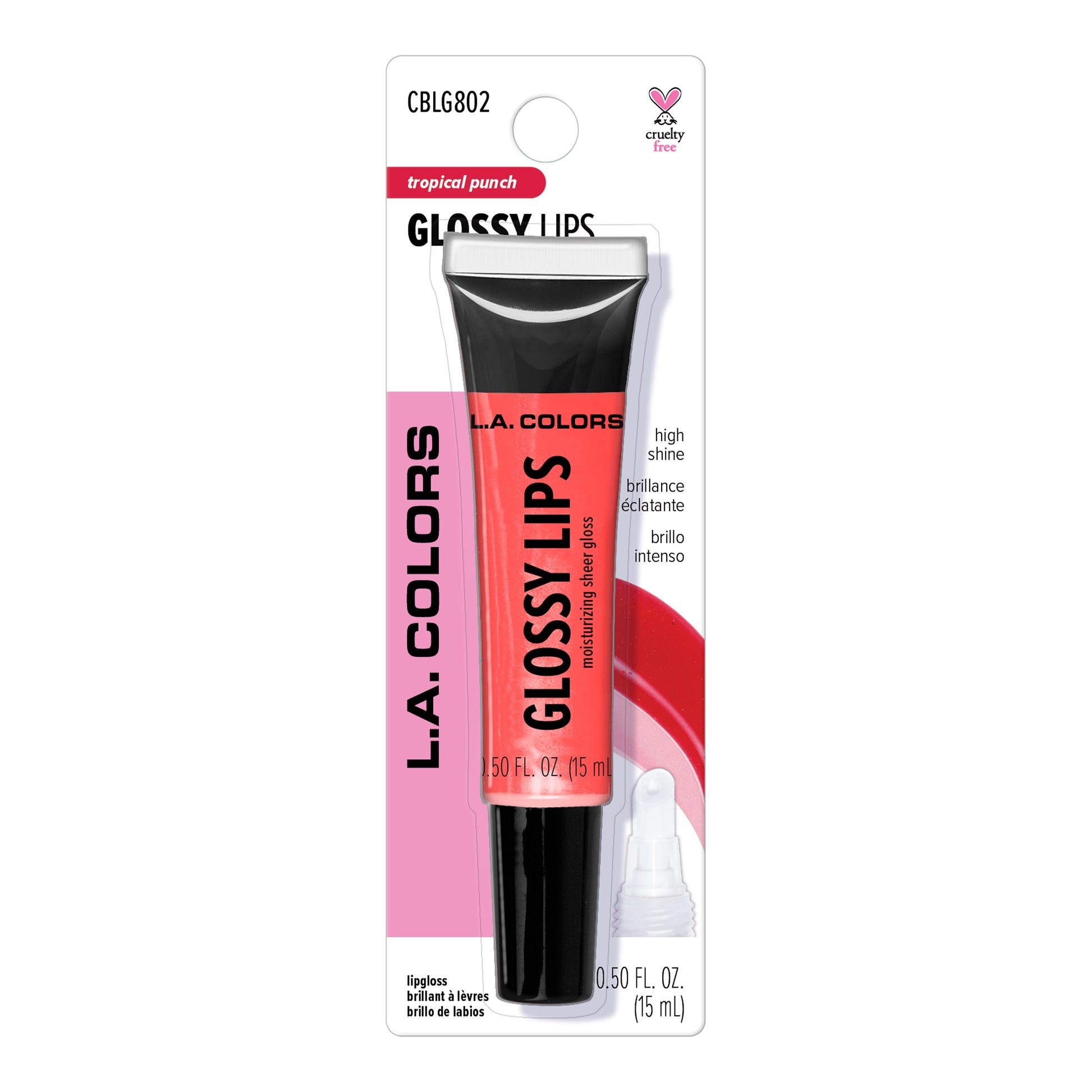 Glossy lips sheer lipgloss (carded) tropical punch shade variant with package front shot