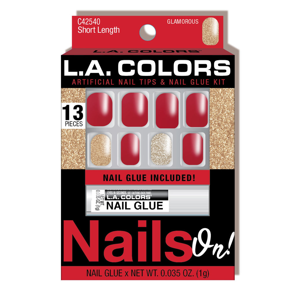 L.A. Colors Glitzy Girl Nails On! Artificial Nail Tip (carded)